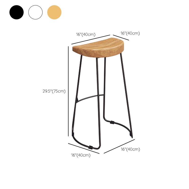Contemporary Wood Bar Stool Metal Bar Stool with Contoured Seat