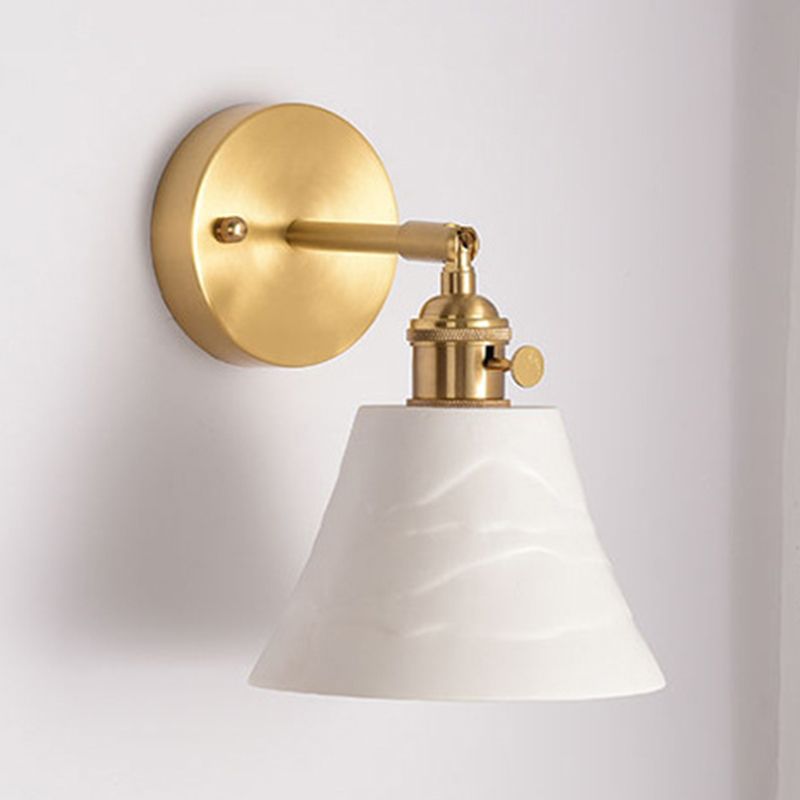 Application murale à tête simple contemporaine blanc cérame en céramique mural luminaire monté