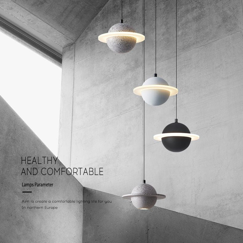 Modern Simplicity Round Ceiling Chandelier Cement Hanging Light for Living Room