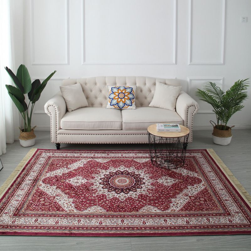 Antike Medaillon Muster Teppich Polyester Fläche Rugfärbung resistenter Innenteppich für Wohnzimmer