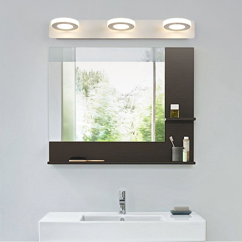 Multi-Lights Geometric Shade Wall Sconce Modern Style Metal Mirror Wall Lighting in White