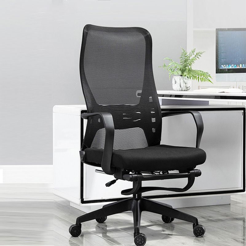 Fixed Arms Desk Chair Adjustable Seat Height Swivel Chair with Wheels