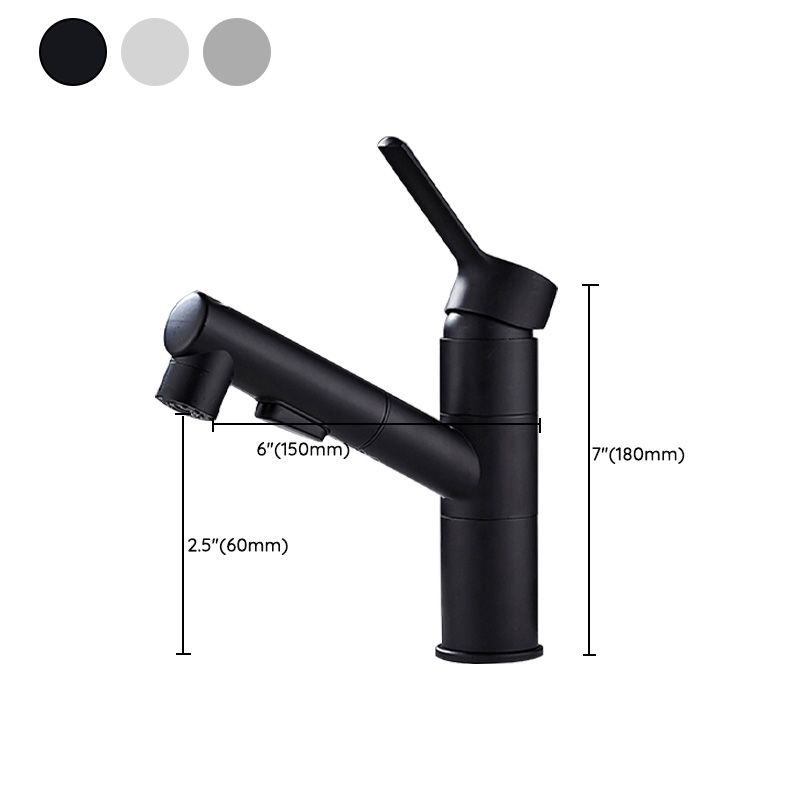 Bathroom Faucet Pull-out Lever Handle Single Hole Washroom Faucet