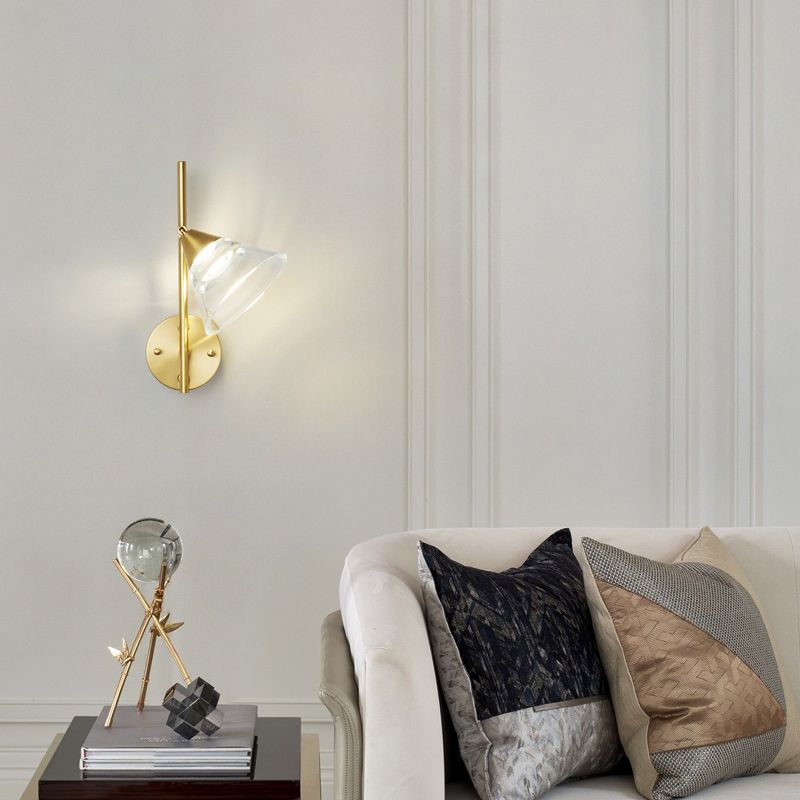 LED Modern Metal Wall Sconce Cone Shape Wall Light with Acrylic Shade for Courtyard