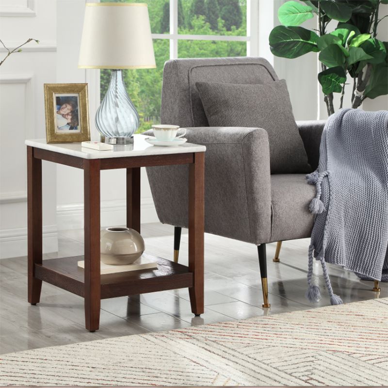 Farmhouse Living Room 4-Leg End Table One-Shelf Wooden Sofa End Table