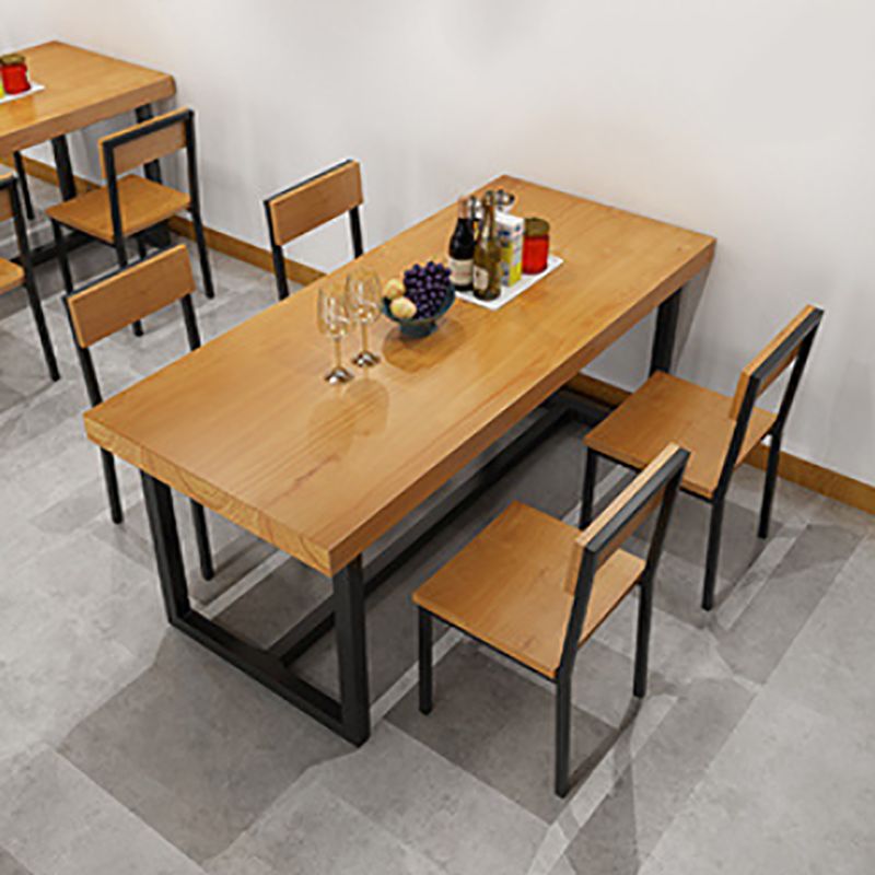 Industrial 1/3/5 Pieces Dining Set Rectangle Pine Wood Dining Table for Cafe