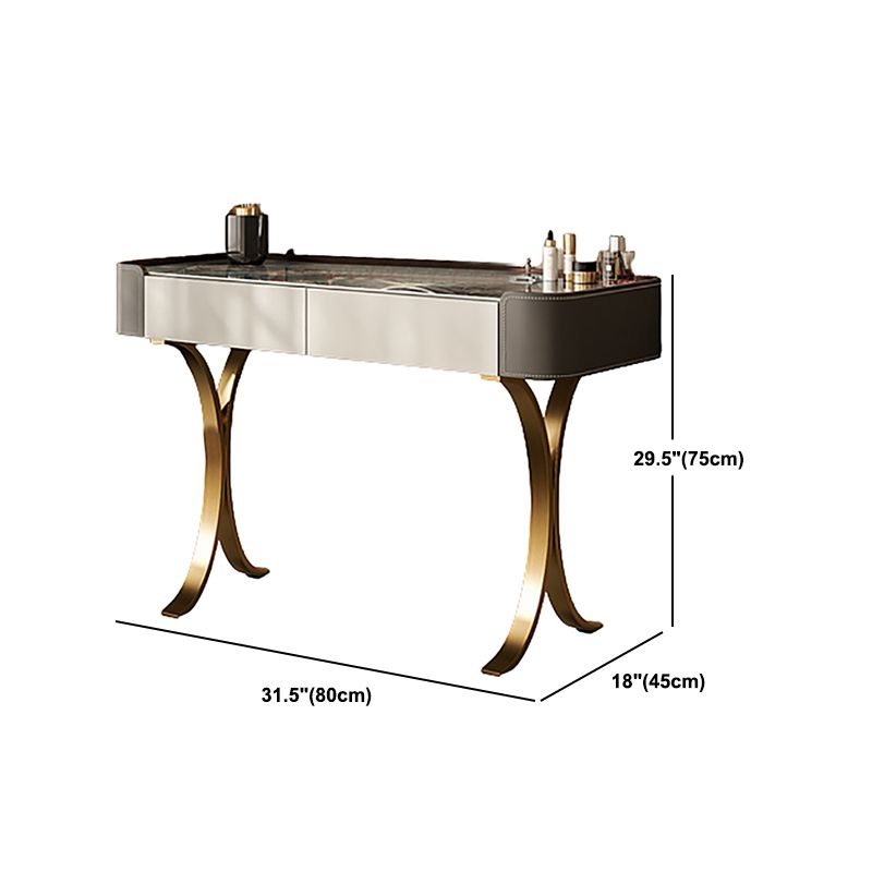 Makeup Vanity Table With Drawer and White Stool Set for Bedroom