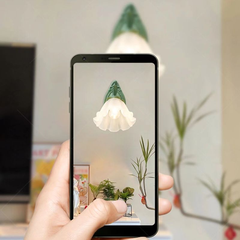 Iron and Glass 1 / 2 - Light Bath Sconce in Green & White Bathroom Vanity Lighting