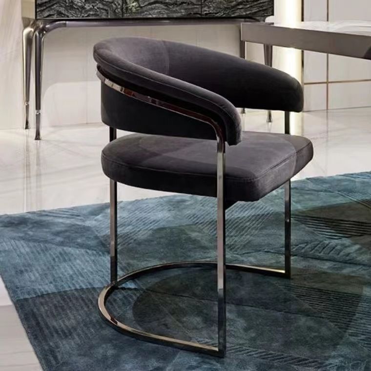 Glam Style Dining Chair Upholstered Arm Chair for Dining Room