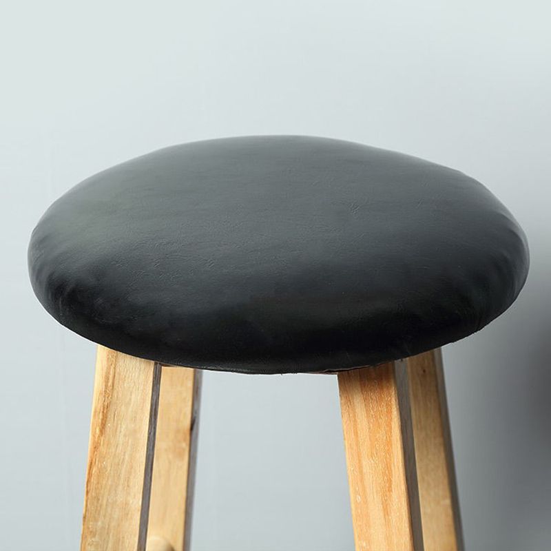 Modern Armless Counter Stool Rubber Wood Kitchen Bar Stool with Seat and Pedal