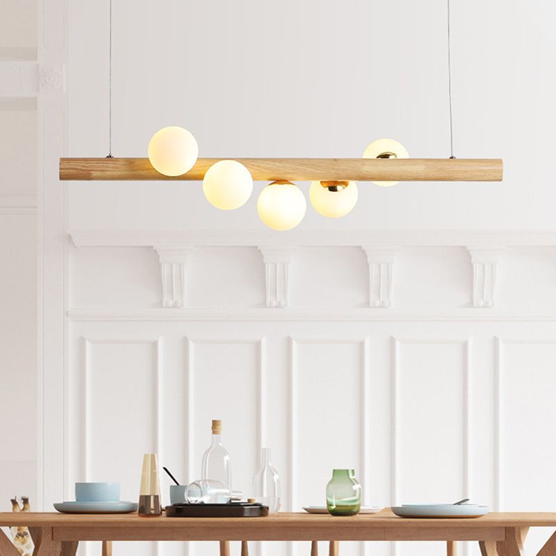 Wood Kitchen Island Lighting Contemporary Glass Shaded Ceiling Light for Home