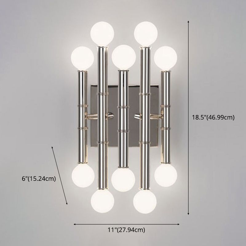 Tubos Apliques de pared metálicos Fixes de iluminación Estilo moderno Luz de pared de 10 luces