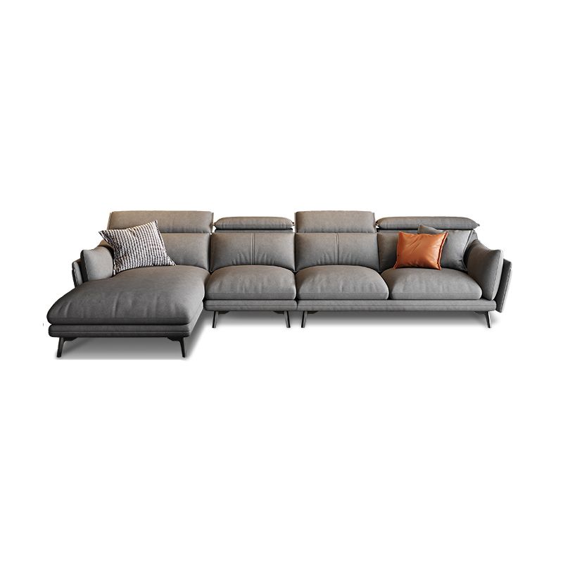 Grey Faux Leather Sofa/Sectionals with Wear-Resistant and Stain-Resistant
