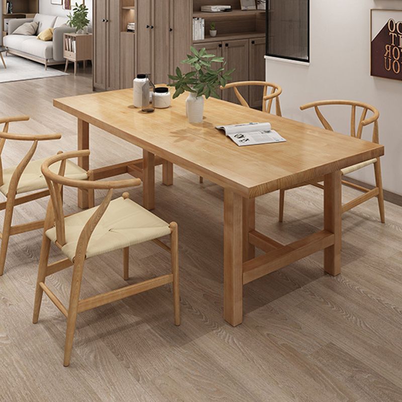 Glam Dining Table Wooden Rectangle Table with Wooden Legs for Home Use