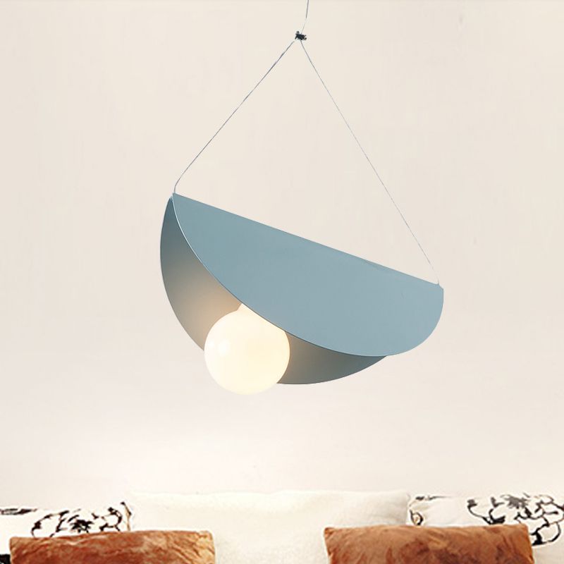 Black/Grey/Black Curved Hanging Lighting Contemporary 1 Light Metal Suspension Pendant for Bedroom