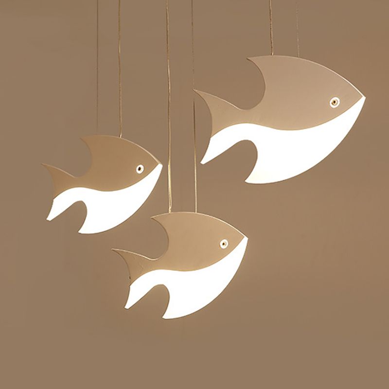 Fish Shaped LED Pendant Light Metallic Minimalist Multiple Hanging Light for Dining Room