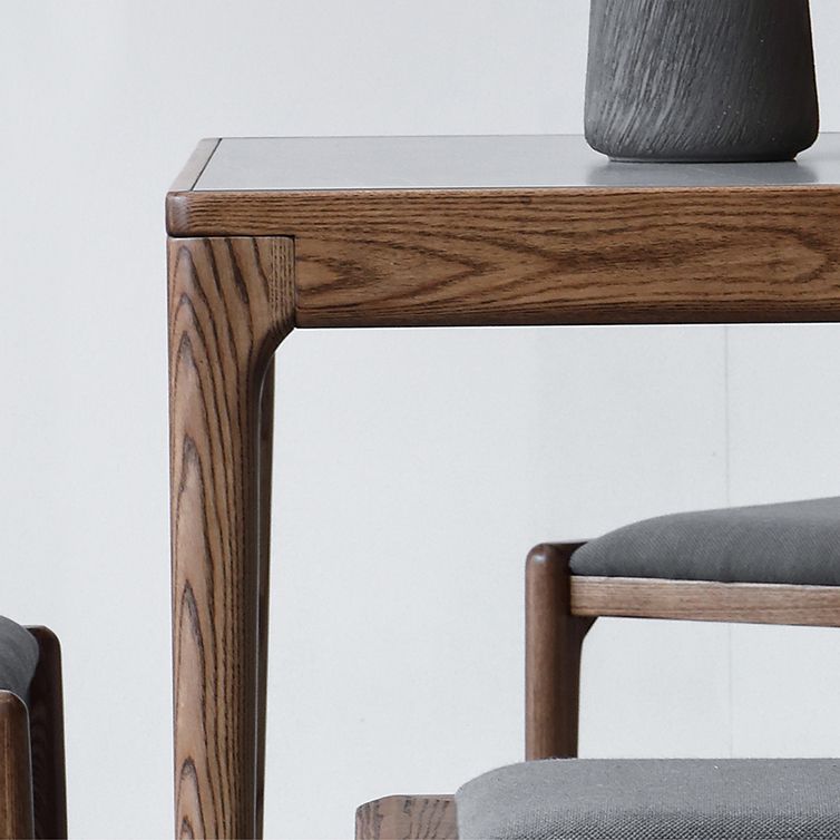 Medieval Modern Sintered Stone Table Rectangle Table with Wooden Base and 4 Legs