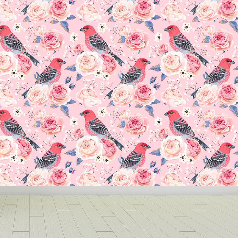 Revêtement Mural de roses entières, fleurs de salon, Art Mural de couleur douce pour la décoration