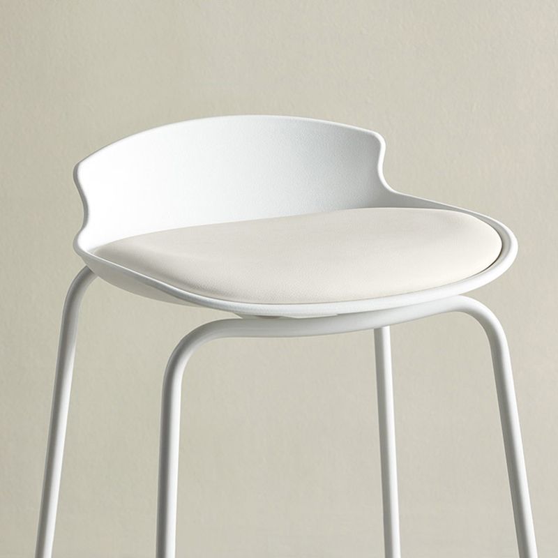 Contemporary Metal Frame Bar Stool White Plastic Bucket Seat for Living Room