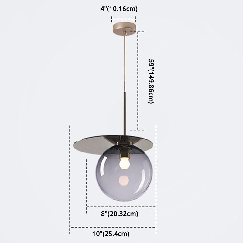 1 Light Spherical Pendant Light Modern Designer Glass Dining Room Hanging Lamp