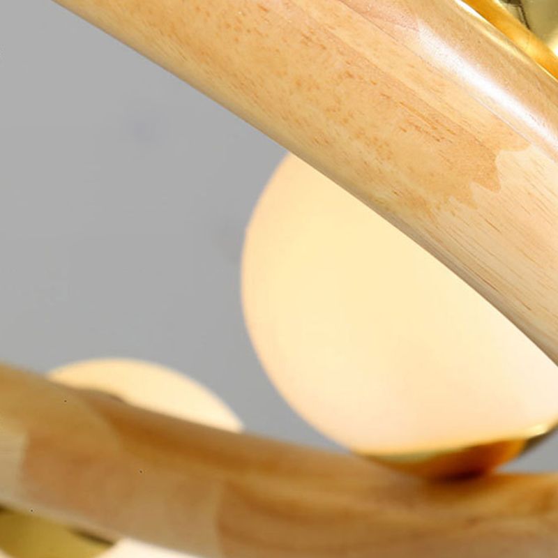 Zeitgenössische Bauernhaus Holzlampe Decke hängende Licht mit Glasschatten