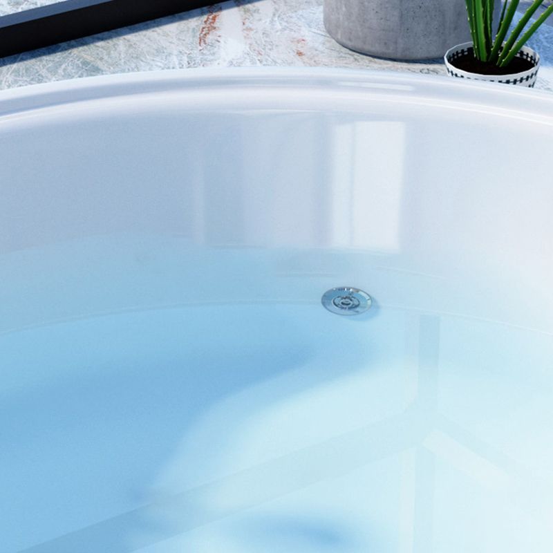 Round Freestanding Soaking Bathtub Modern Acrylic-Fiberglass White Bathtub