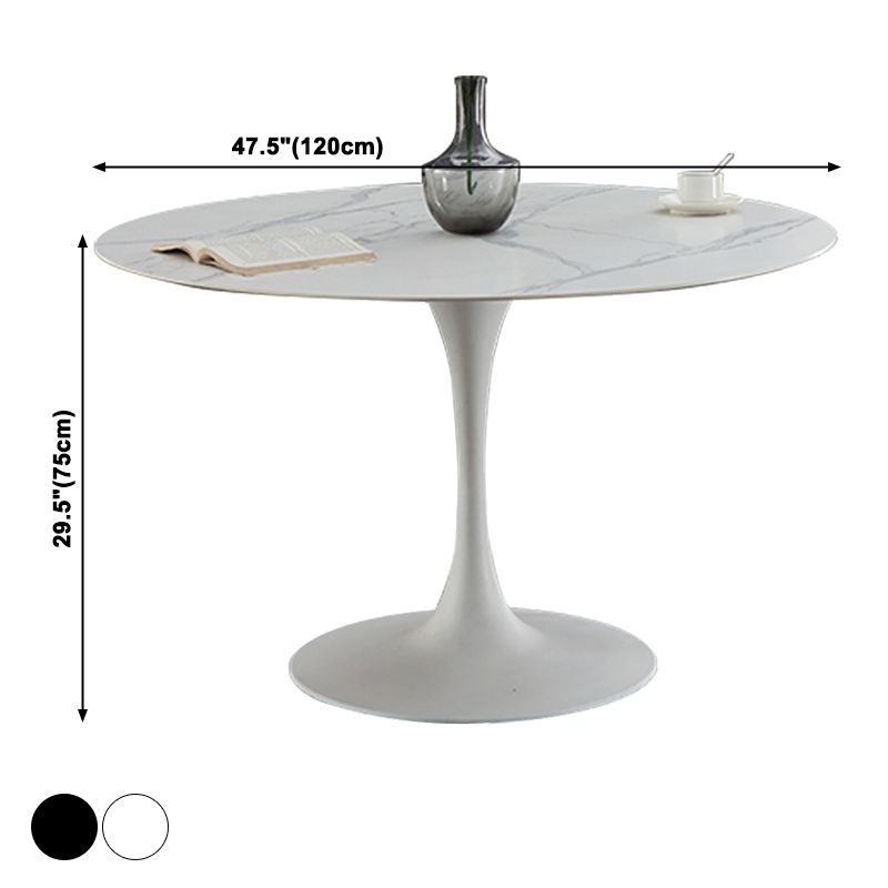 Minimalist Sintered Stone Dining Table Round Shape Kitchen Dining Table with Tulip Base