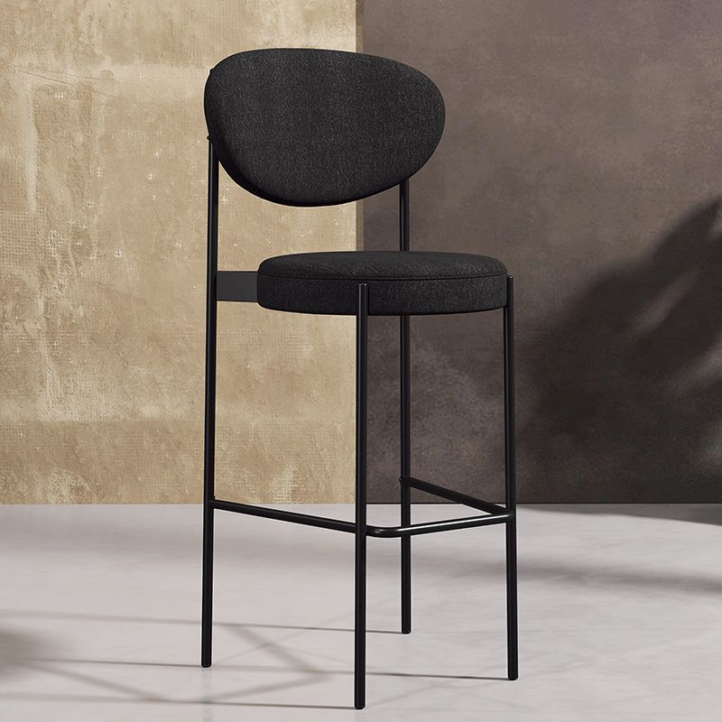 Industrial Upholstered Armless Bar Stool Round Seat Bar Chair with Metal Legs