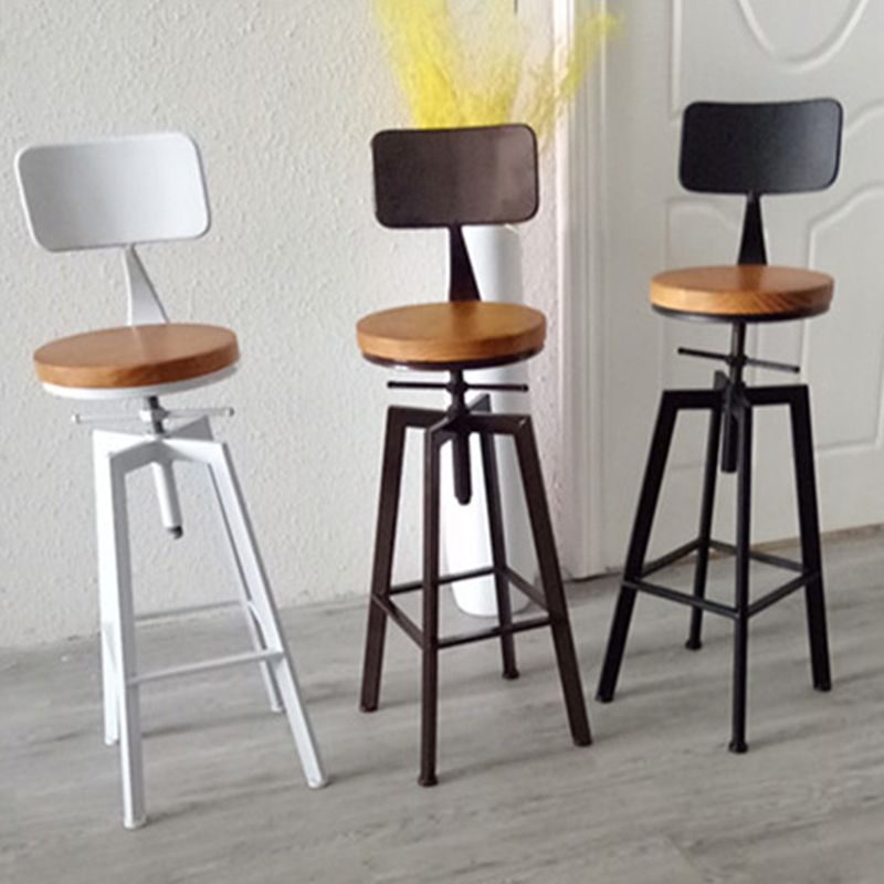 Industrielle Barhocker aus Eisen mit Fußstütze, höhenverstellbarer, drehbarer Barhocker