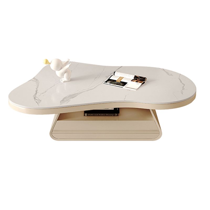 Storage Drawer Coffee Table with Srone Top Free Form Single Coffee Table