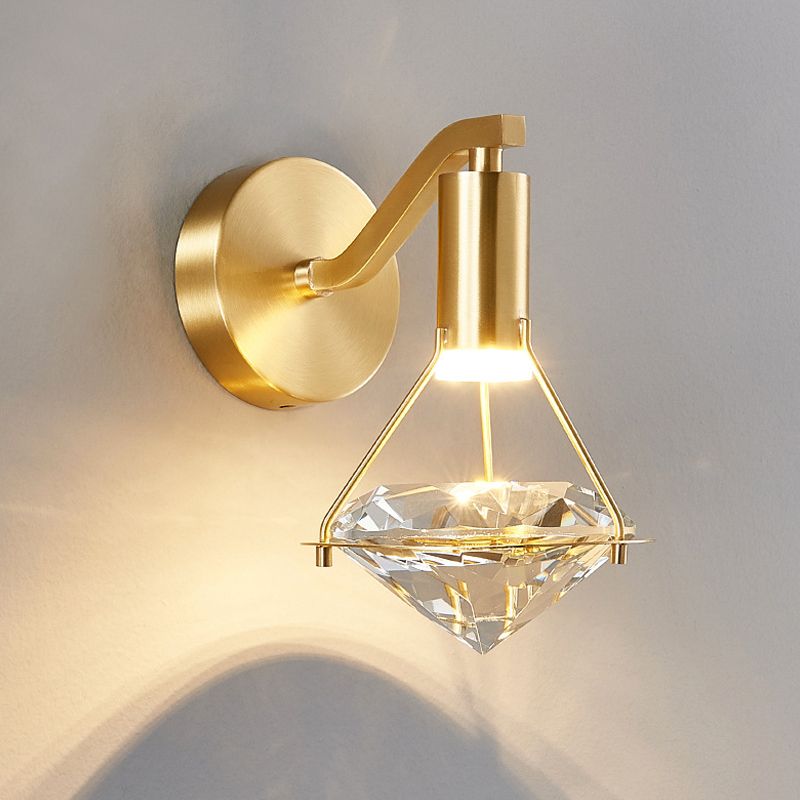 Tombra geométrica de 1 luces Medro de pared de estilo moderno Luz de montaje de pared de cristal en latón