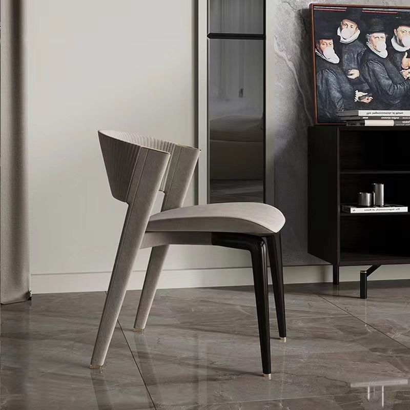 Home Upholstered Armless Dining Chair Faux Leather Open Back Chair