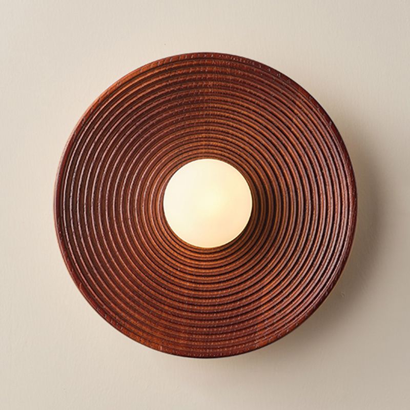 Modern Simple Wooden Wall Light Circle Shape Wall Lamp for Living Room