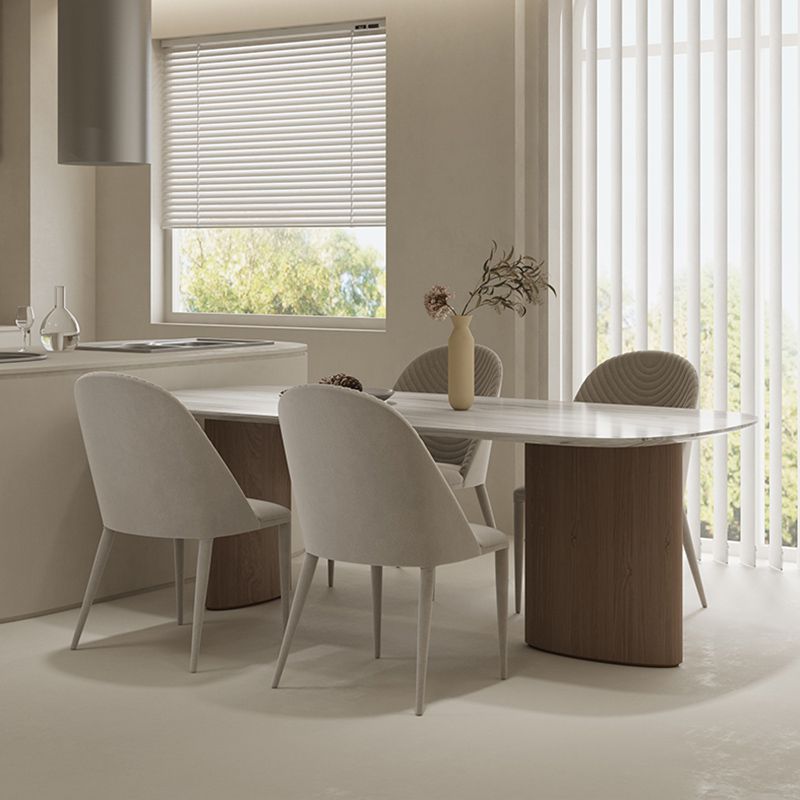 Modern Dining Set 1/5 Pcs Marble Dining Table with Upholstered Chairs