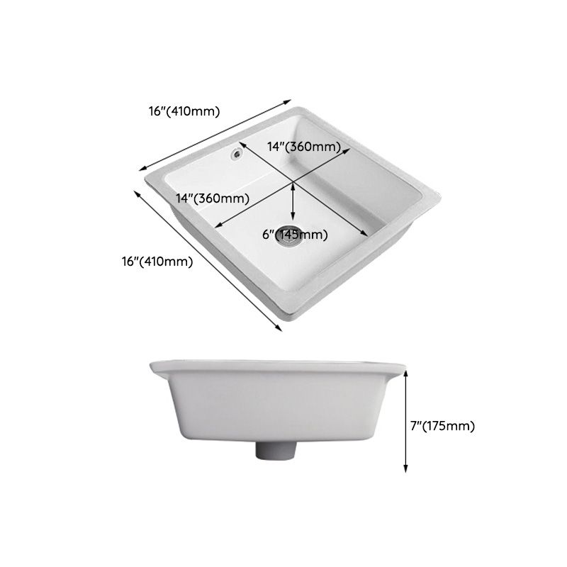 Traditional Undermount Vanity Sink Round Porcelain with Overflow Basin Sink