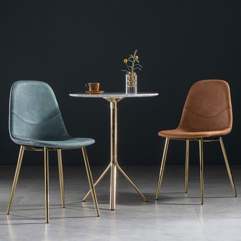 Silla de estilo moderno, silla sin brazos con patas de metal para cocina