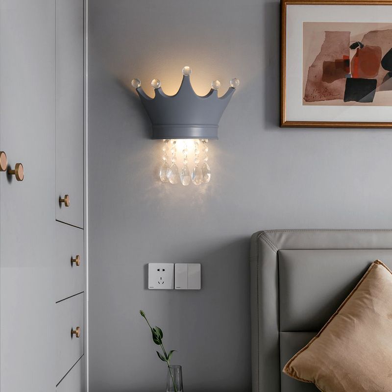 Crystal Crown Shape Wall Light Modern Style 2 Lights Wall Light Sconce