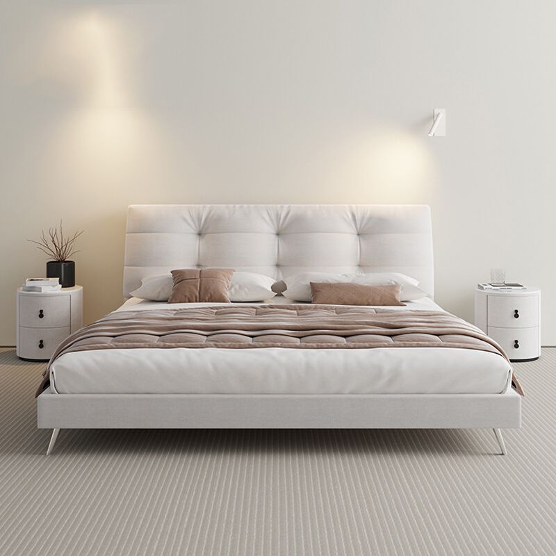 Glam Solid Color Rectangular Standard Bed Metal and Upholstered Bed Frame