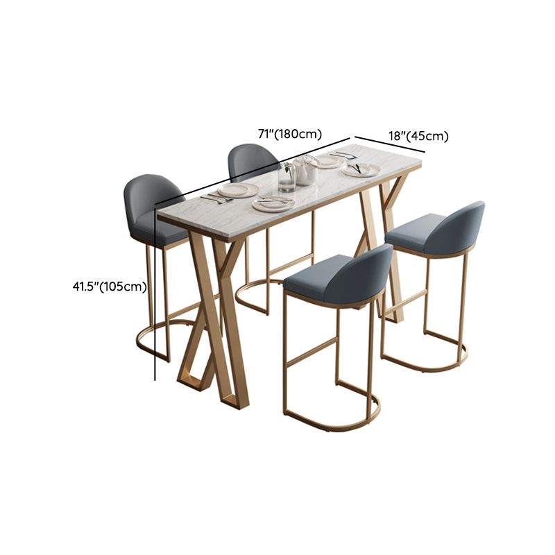 1/3/5 Pieces Bar Stool and Table Set, Glam and Rectangular for Dining Room