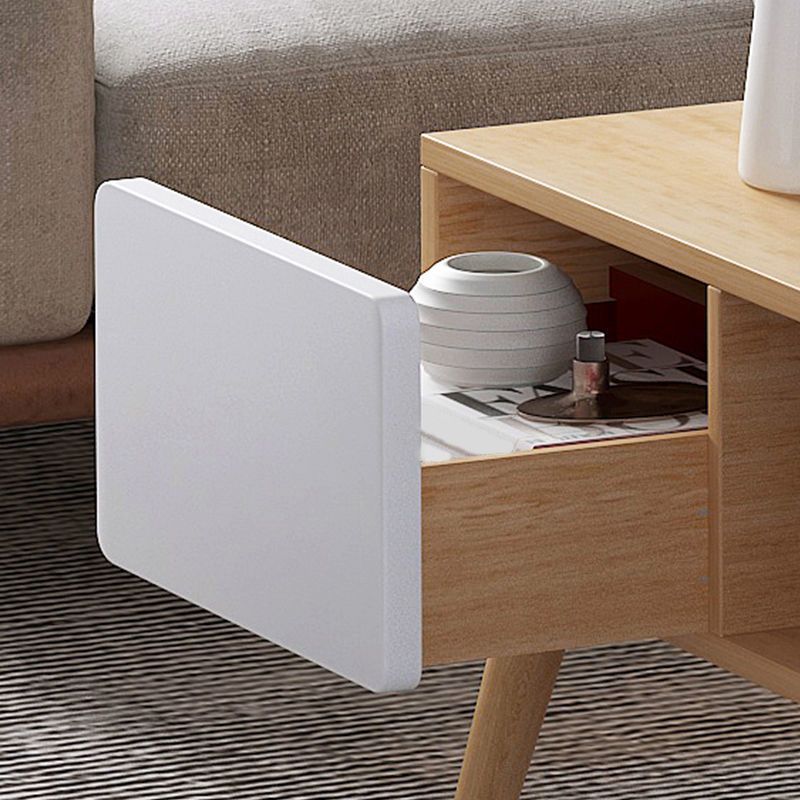 16.53"H Rectangle Wood Coffee Table 4 Legs Cocktail Table with Storage