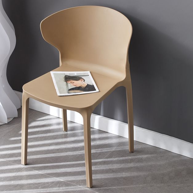 Contemporary Indoor Wingback Plastic Stackable Armless Dining Side Chair