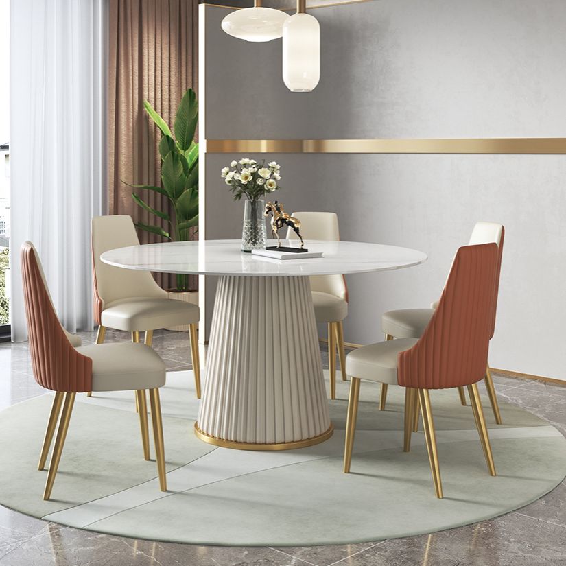 Silla sin brazos de comedor de cuero sintético Glam, silla de comedor de metal para uso doméstico