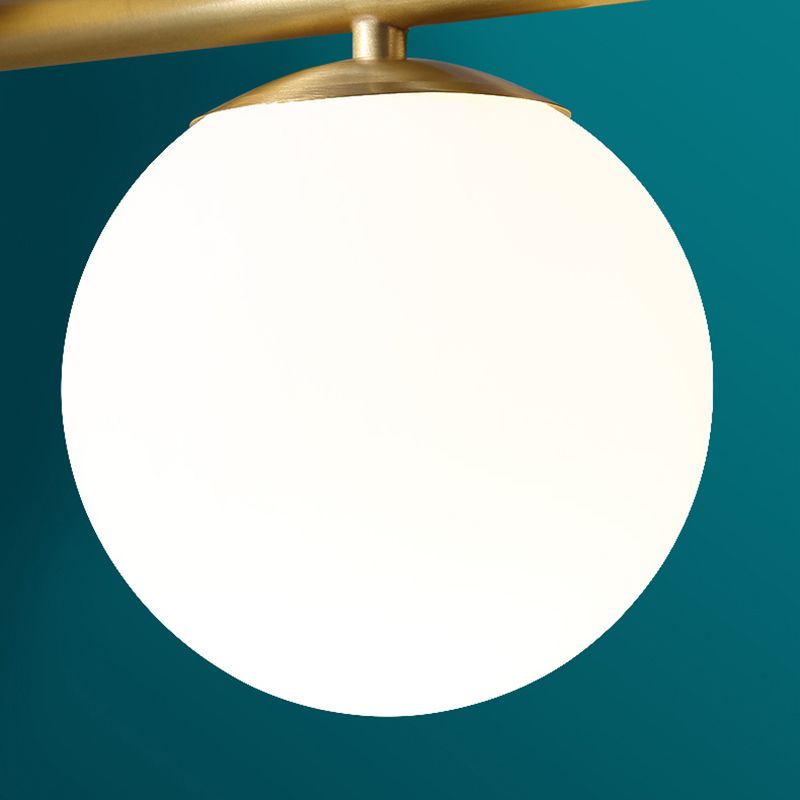 Golden Island Lamp Modern Copper Island Hanging Lamp with Glass Shade for Dining Room