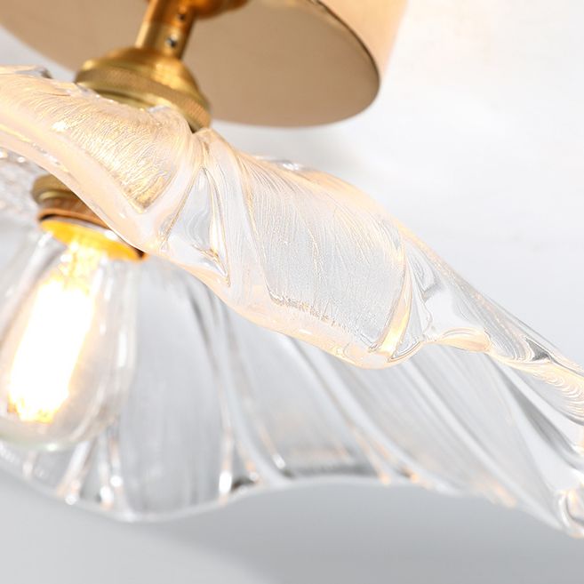 Wavy Shape Flush Mount Modern Style Glass 1 Light Flush Ceiling Light in Clear