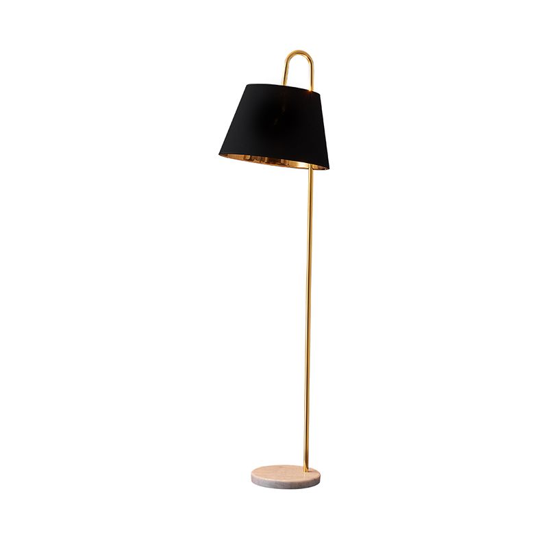 Luz de piso de lectura moderna de 1 cabeza con tono metálico de color negro/blanco y dorado lámpara de pie de cañón