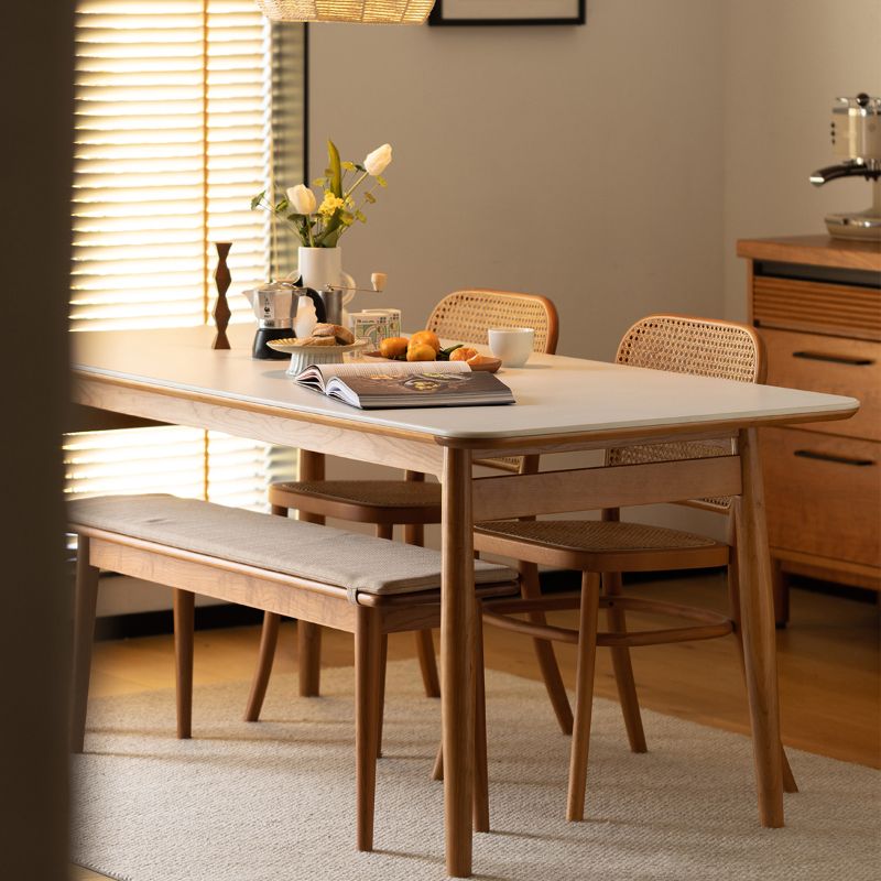 Simplicity Style Rectangle Stone Fixed Dinner Table with 4-foot