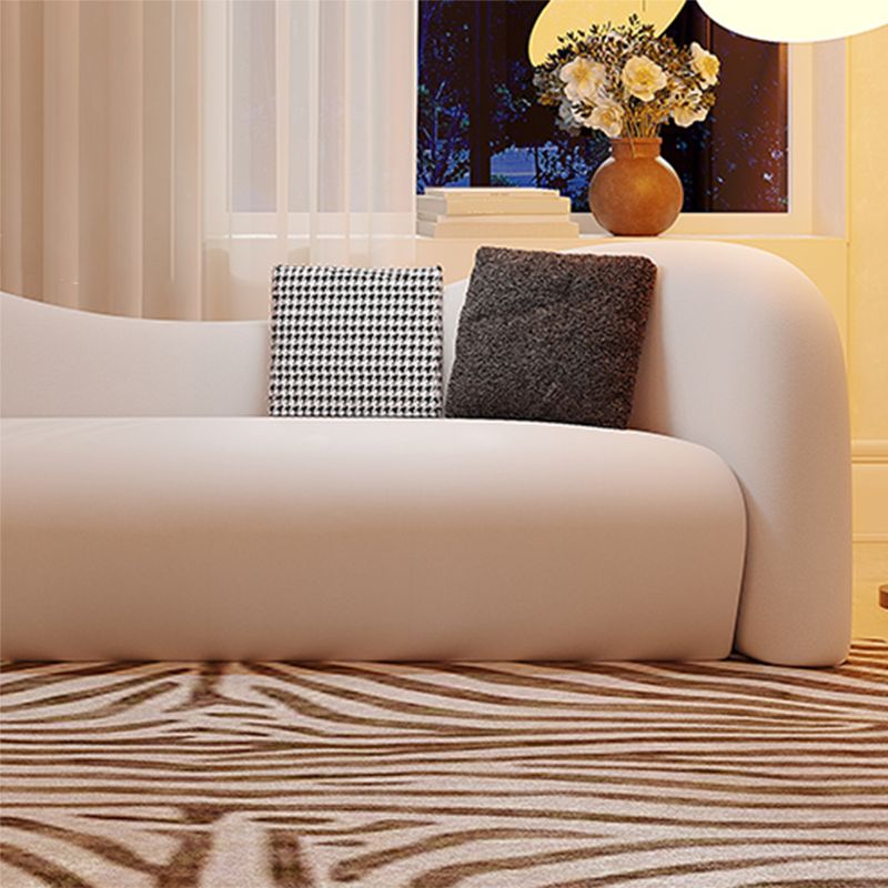 Modern Style Sofa Bed Curved Back with Sponge Cushions Filled with Sloped Armrest