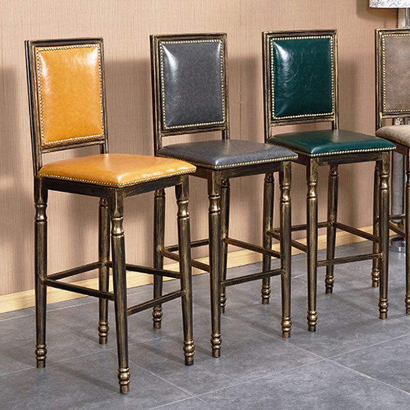 Distressed Bronze 29.5" H Barstool Industrial Indoor Tall Stool with Square Seat