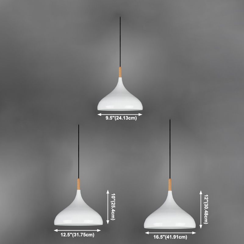 Modern Wooden Top Pendant Light, Minimalist Teardrop Shade Hanging Lamp for Living Room Bedroom