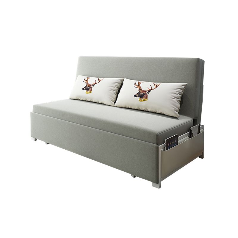 Gray Armless Seating with Pillows Convertible Sofa Bed with Storage